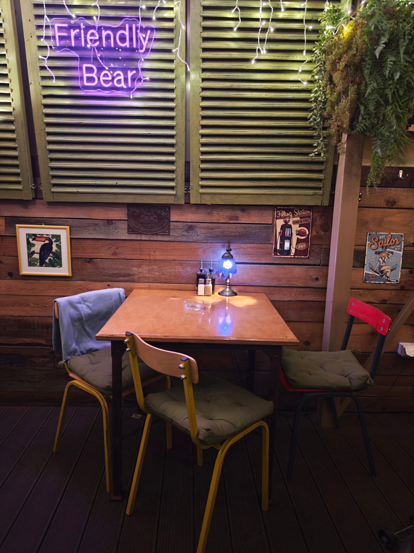 Dining table for long conversations at The Friendly Bear Sofia